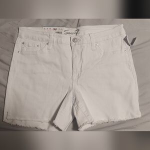 White Fray Hem Denim Shorts